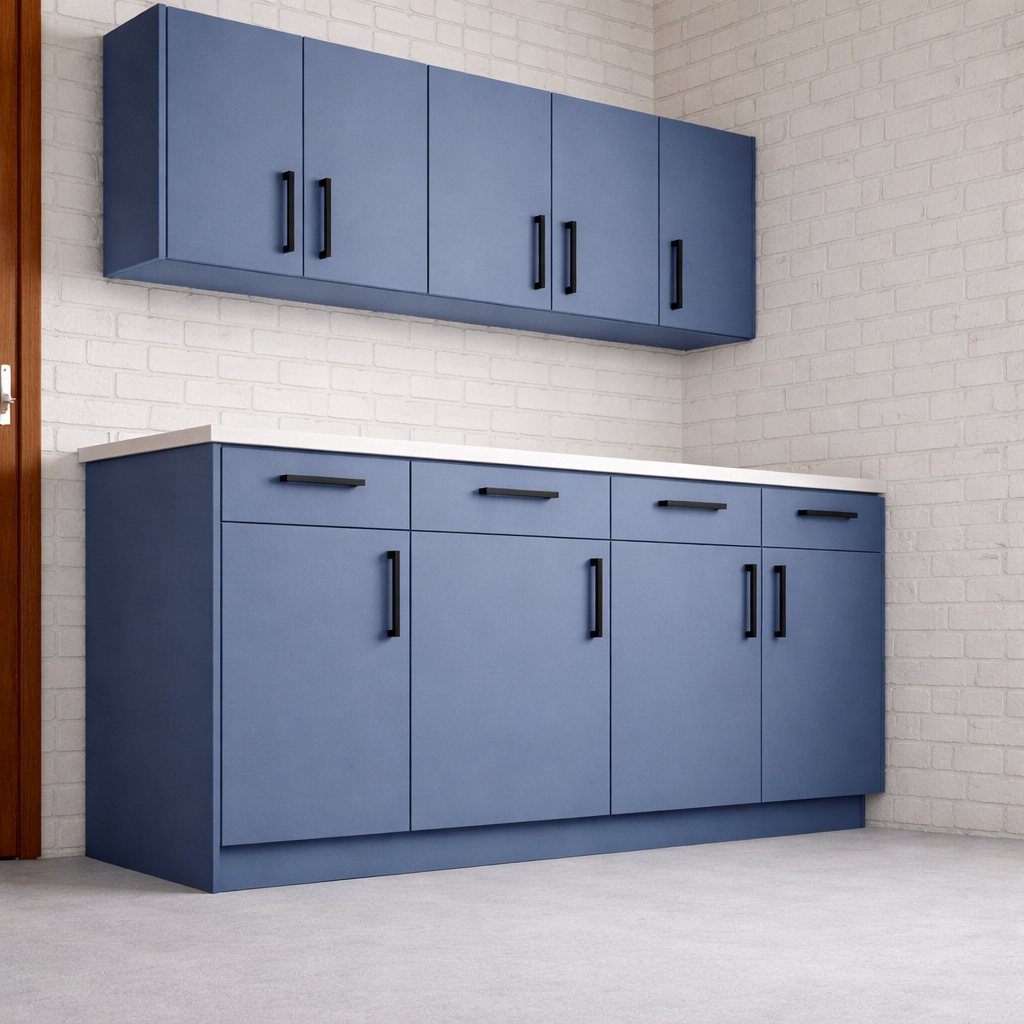 Custom Size Cashmere Blue MFC Slab Doors – Kitchen & Wardrobe Fronts