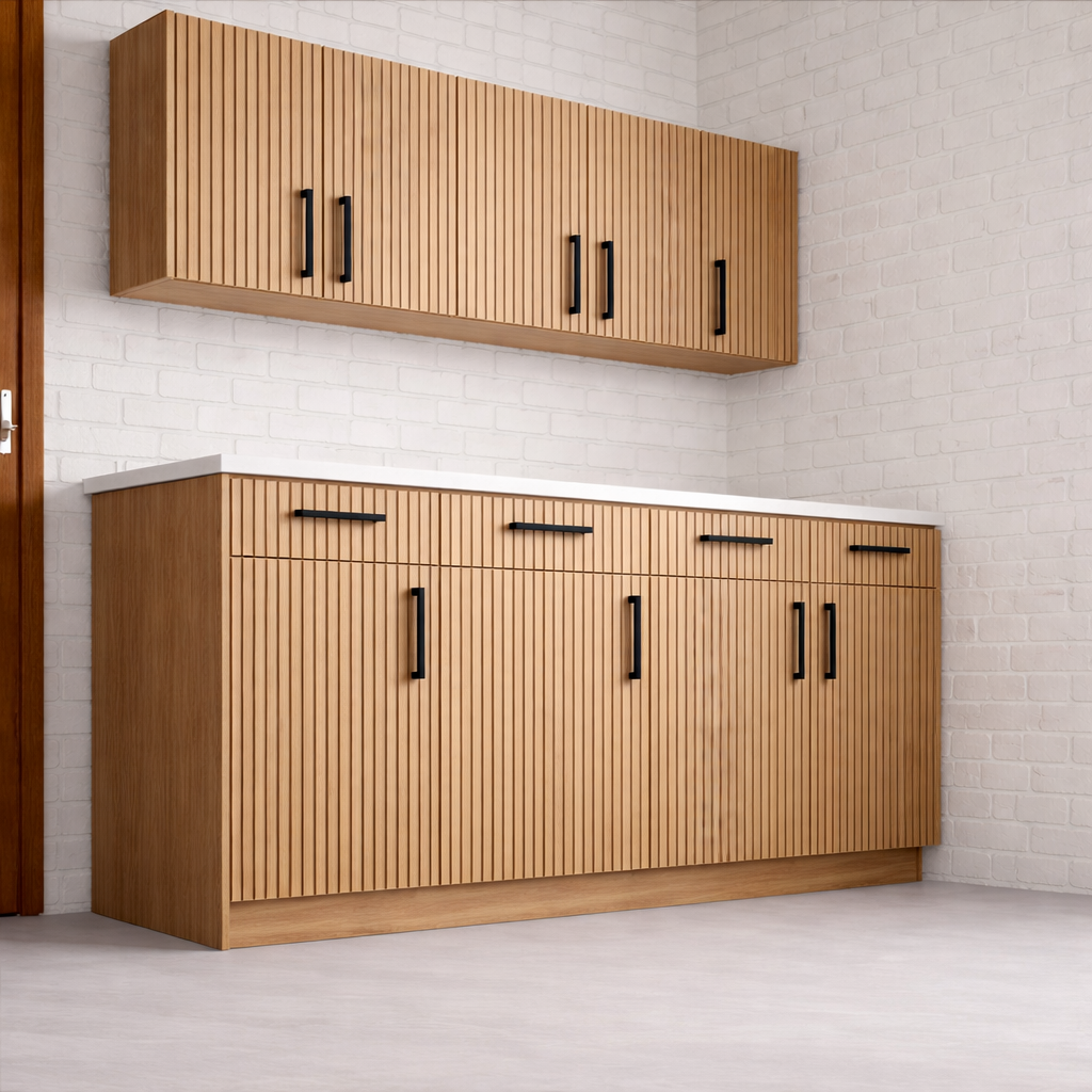 Wood Striped Slab Cabinet Doors – Bespoke MFC, Replacement kitchen doors