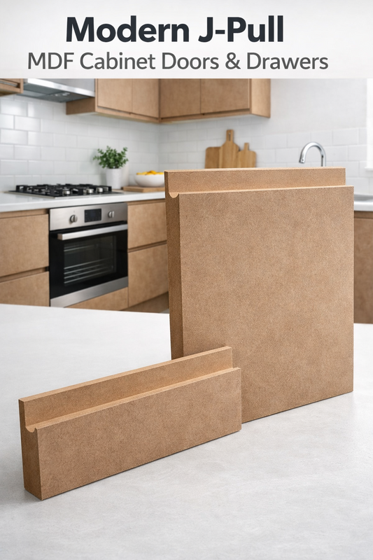 Custom Size J Pull MDF Kitchen Cabinet Doors & Drawer Fronts – Unfinished Raw MD